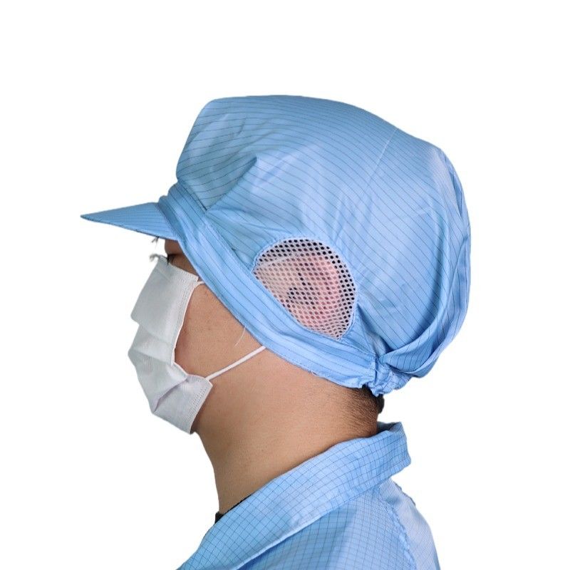 Cleanroom Cap Dust Free Blue Color ESD Anti-static Cleanroom Peaked Cap for Industrial esd Hat